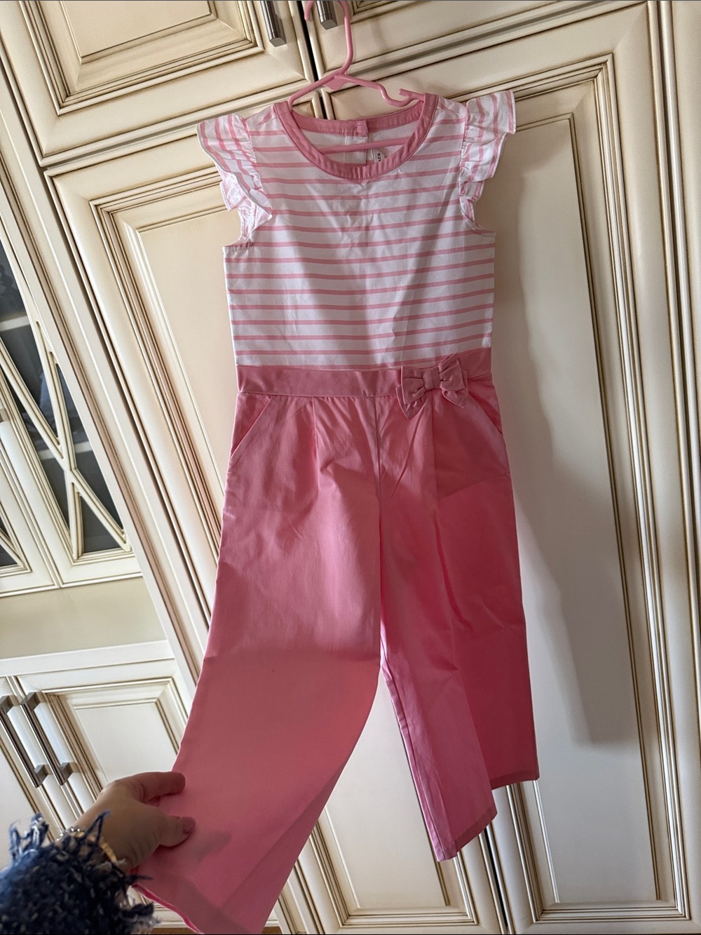 Janie and Jack Pink and White Striped Girls One-Piece Jumper